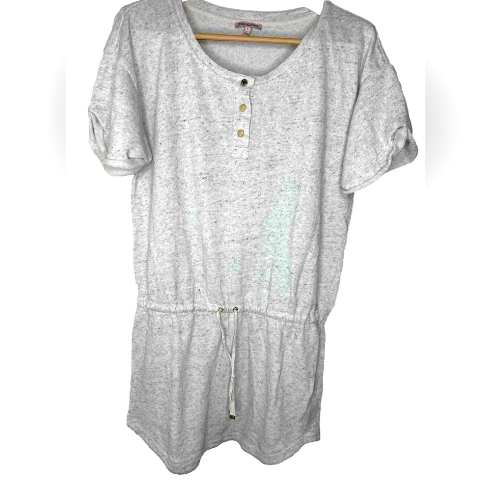Juicy Couture Large Dress Ivory Blue Heather Tie Waist Cover Up Swim Beach Y2K